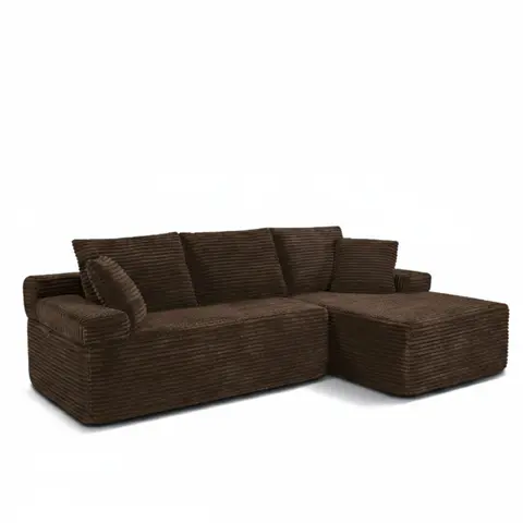 Modern Brown Corduroy Sectional Sofa - view 3