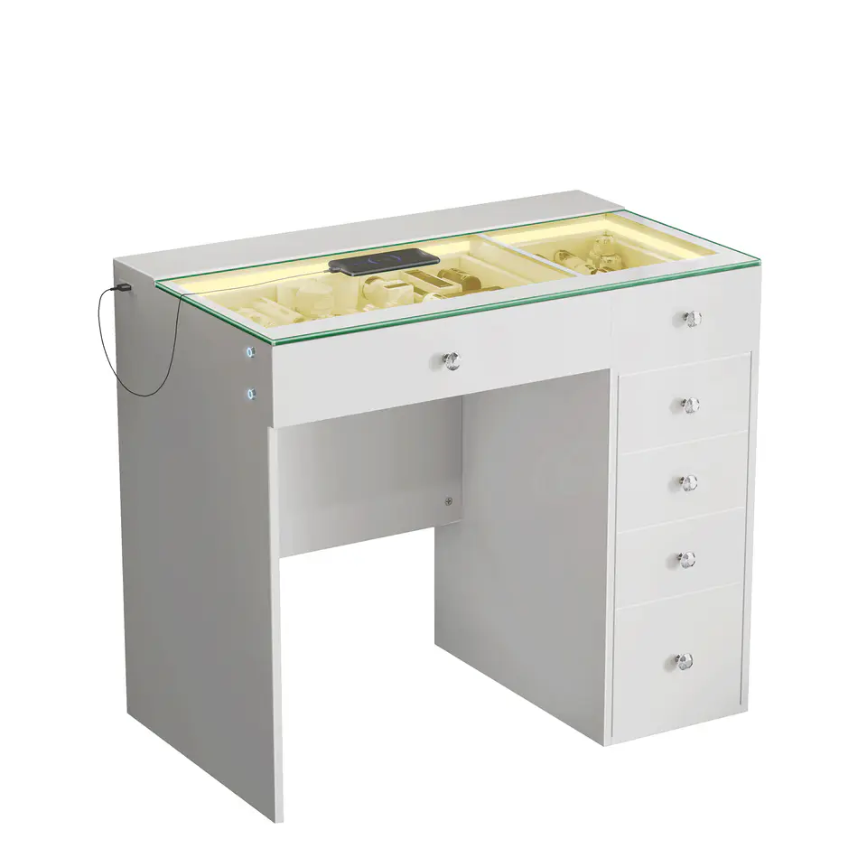 VANITII Mini Diana Vanity Desk, 6 Drawers – Sun City Furniture El Paso