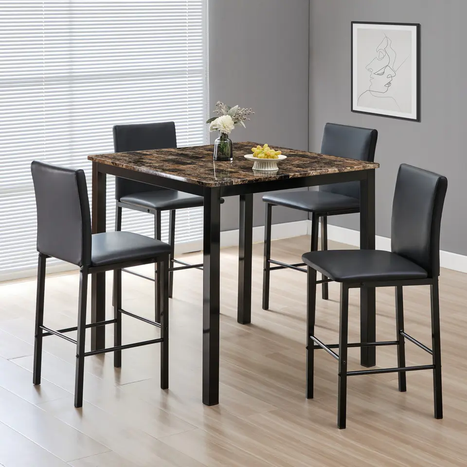 5 Piece Counter Height Metal Dining Set